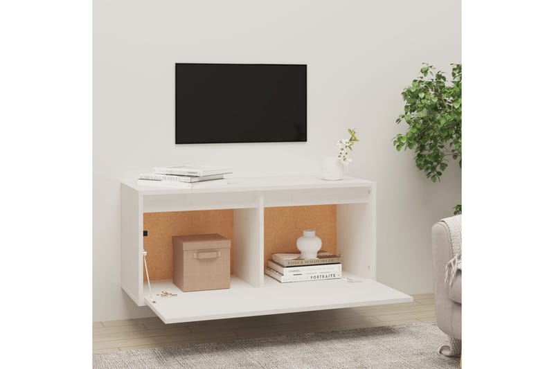 Veggskap hvit 80x30x35 cm heltre furu - Hvit - Møbler - Mediamøbel & tv møbel - TV-benk & mediabenk