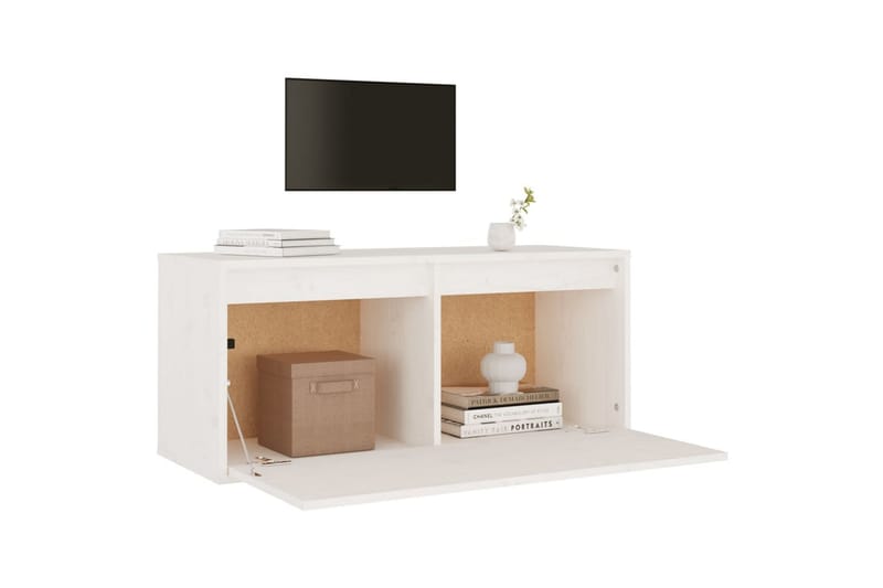 Veggskap hvit 80x30x35 cm heltre furu - Hvit - TV-benk & mediabenk