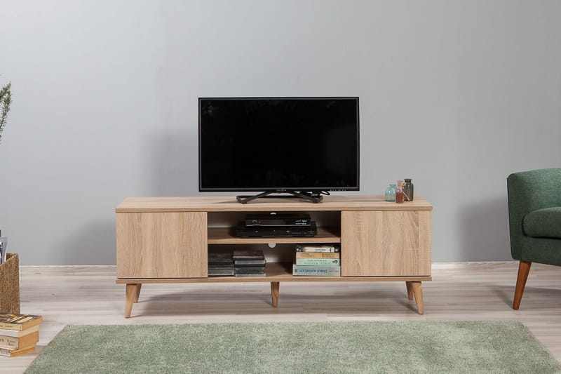 Vellavie TV-benk 140 cm - Lysebrun - Møbler - Mediamøbel & tv møbel - TV-benk & mediabenk