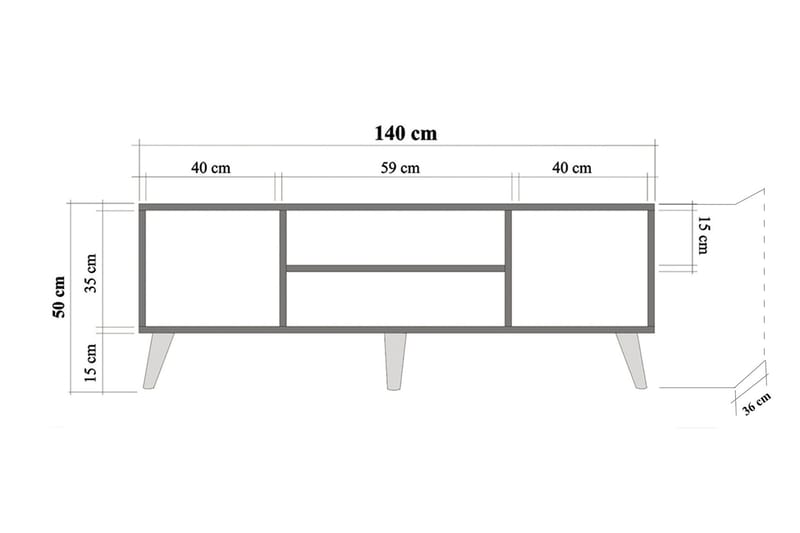 Vellavie TV-benk 140 cm - Lysebrun - Møbler - Mediamøbel & tv møbel - TV-benk & mediabenk