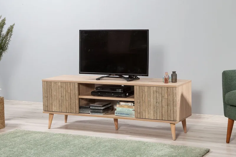 Vellavie TV-benk 140 cm med Oppbevaring i Tre - Brun - Møbler - Mediamøbel & tv møbel - TV-benk & mediabenk