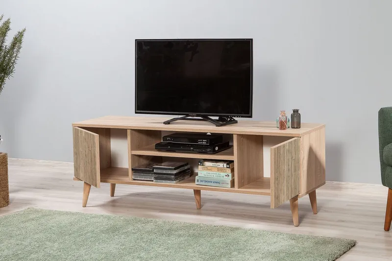 Vellavie TV-benk 140 cm med Oppbevaring i Tre - Brun - Møbler - Mediamøbel & tv møbel - TV-benk & mediabenk