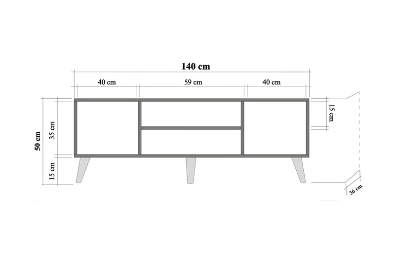 Vellavie TV-benk 140 cm Regnbuepanel - Brun/Rød/Grønn - Møbler - Mediamøbel & tv møbel - TV-benk & mediabenk