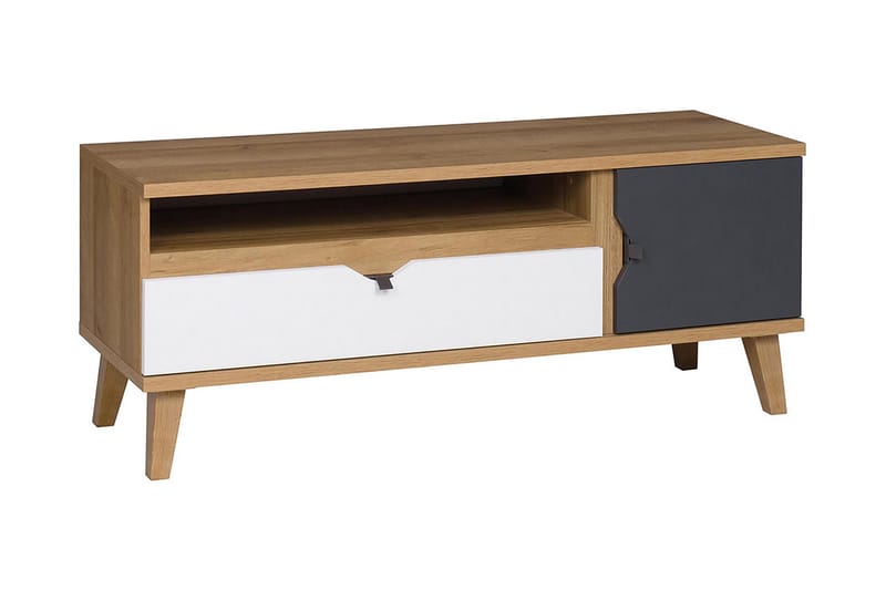 Vintra TV-benk 120 cm - Hvit/Grå/Tre - Møbler - Mediamøbel & tv møbel - TV-benk & mediabenk