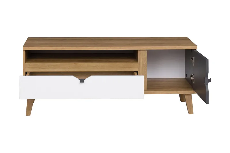 Vintra TV-benk 120 cm - Hvit/Grå/Tre - Møbler - Mediamøbel & tv møbel - TV-benk & mediabenk