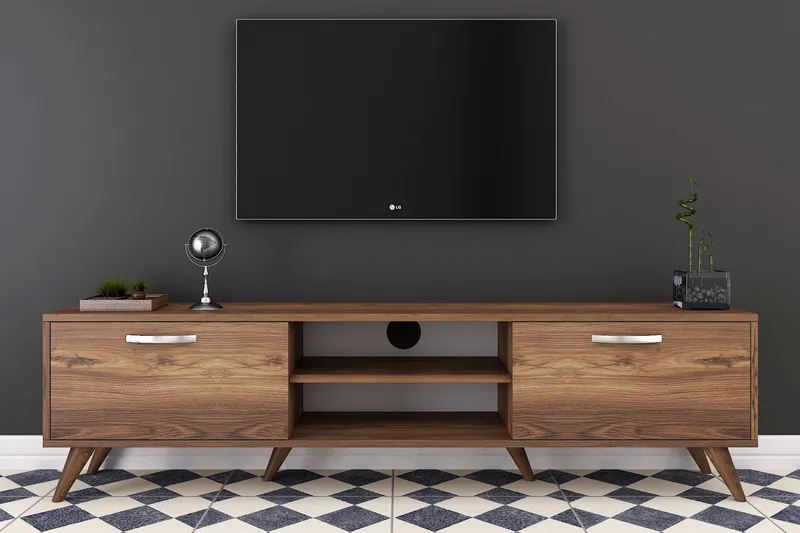 Virkesbo TV-benk med Oppbevaring 180 cm - Valnøtt / Brun / Rustikk - Møbler - Mediamøbel & tv møbel - TV-benk & mediabenk