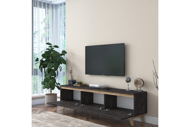 Virkesboda TV-Benk 180 cm - Svart/Brun - Møbler - Mediamøbel & tv møbel - TV-benk & mediabenk