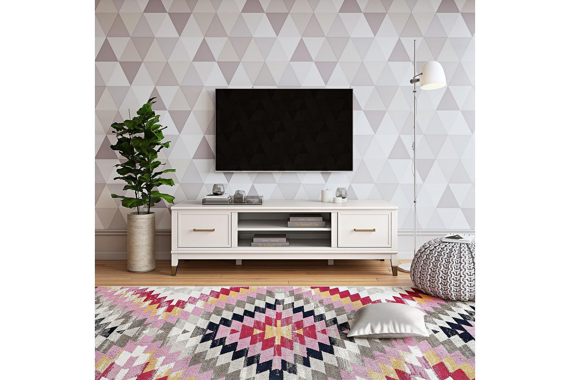 Westerleigh TV-benk 152x50 cm Hvit - CosmoLiving - Møbler - Mediamøbel & tv møbel - TV-benk & mediabenk