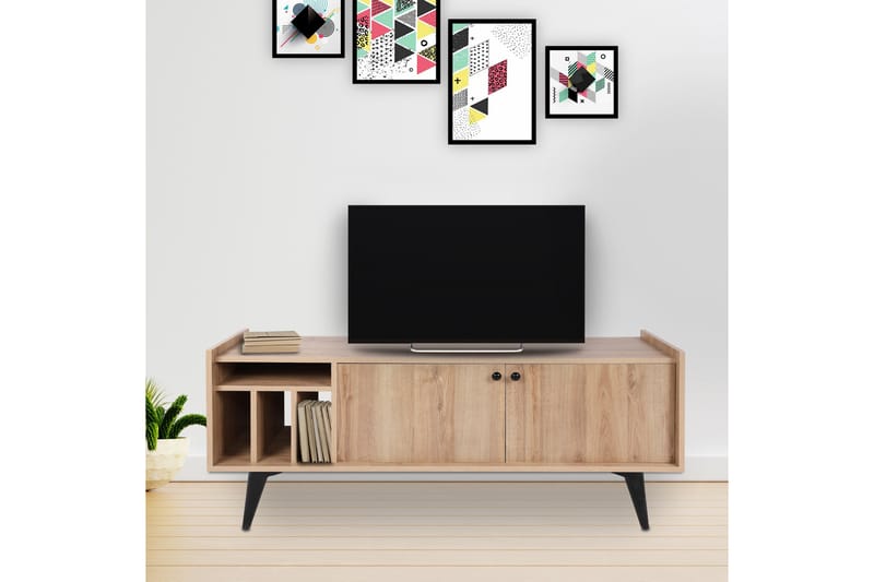 Winskill TV-benk 150 cm - Natur / Svart - Møbler - Mediamøbel & tv møbel - TV-benk & mediabenk