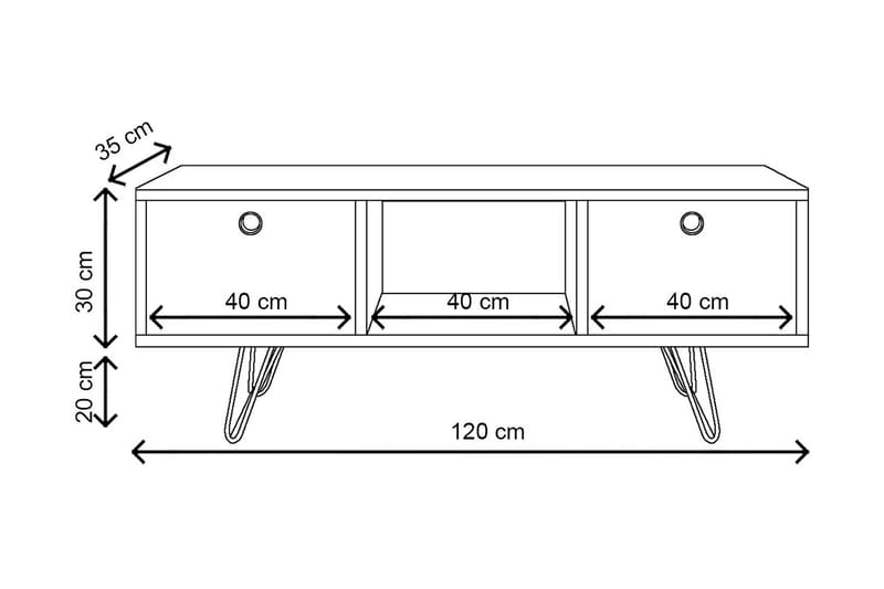 Yaren Tv-benk 120 cm - Hvit - Møbler - Mediamøbel & tv møbel - TV-benk & mediabenk