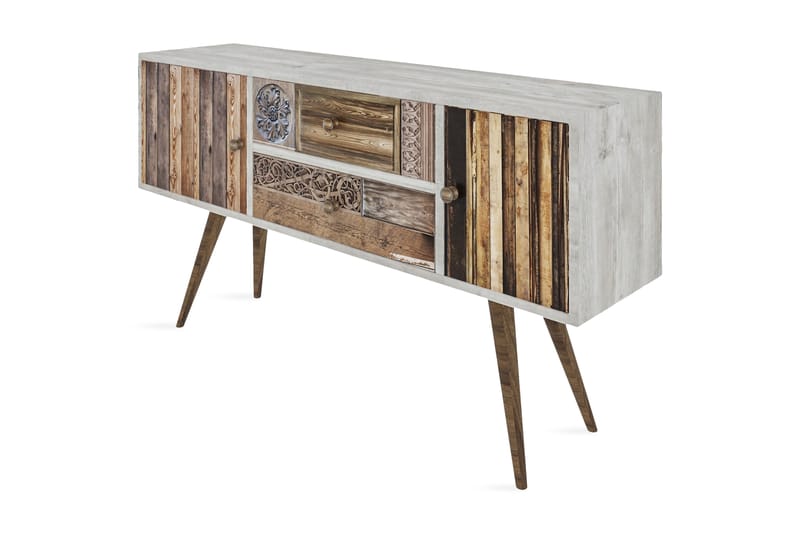 Zange TV-benk 122 cm - Hvit/Valnøtt - Møbler - Mediamøbel & tv møbel - TV-benk & mediabenk