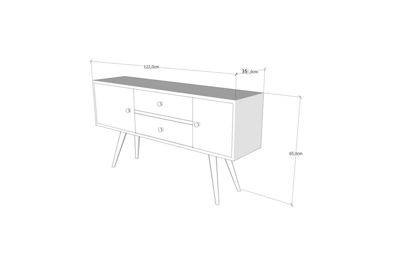 Zange TV-benk 122 cm - Hvit/Valnøtt - Møbler - Mediamøbel & tv møbel - TV-benk & mediabenk