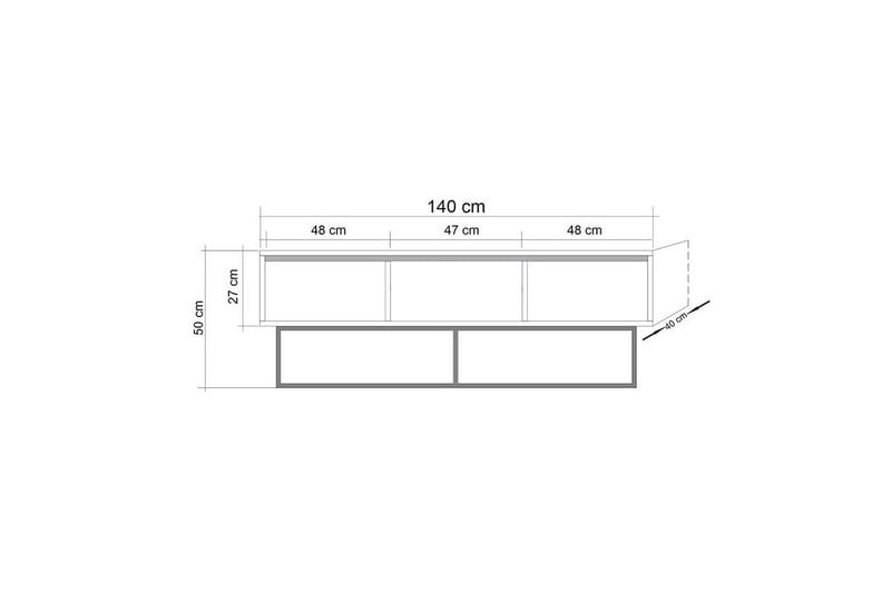 Zefiria Tv-benk 140 cm - Mørkebrun/Svart - Møbler - Mediamøbel & tv møbel - TV-benk & mediabenk