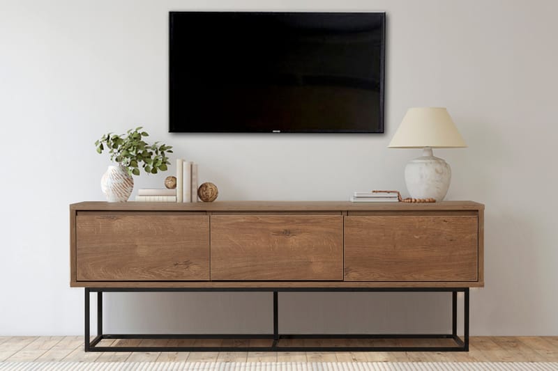 Zefiria Tv-benk 140 cm - Mørkebrun/Svart - Møbler - Mediamøbel & tv møbel - TV-benk & mediabenk
