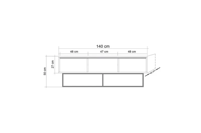 Zefiria Tv-benk 140 cm - Mørkebrun/Svart - Møbler - Mediamøbel & tv møbel - TV-benk & mediabenk
