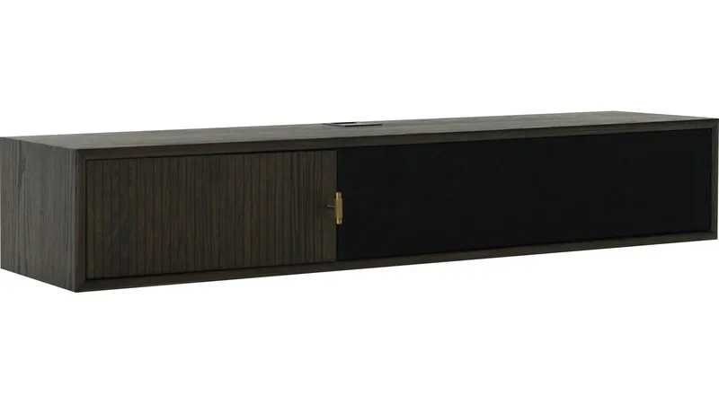 TV-benk NFG LYON for vegg Brunlackad ek 133 cm, Brunlakkert eik