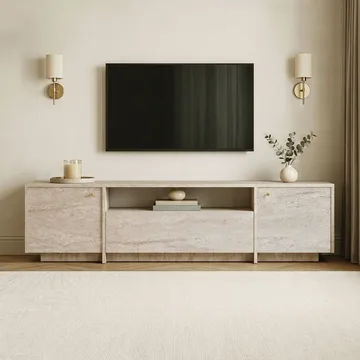TV-benk Nordure Alvar (180 x 46 x 35 cm) Travertin - Travertin - Møbler - Mediamøbel & tv møbel - TV-benk & mediabenk