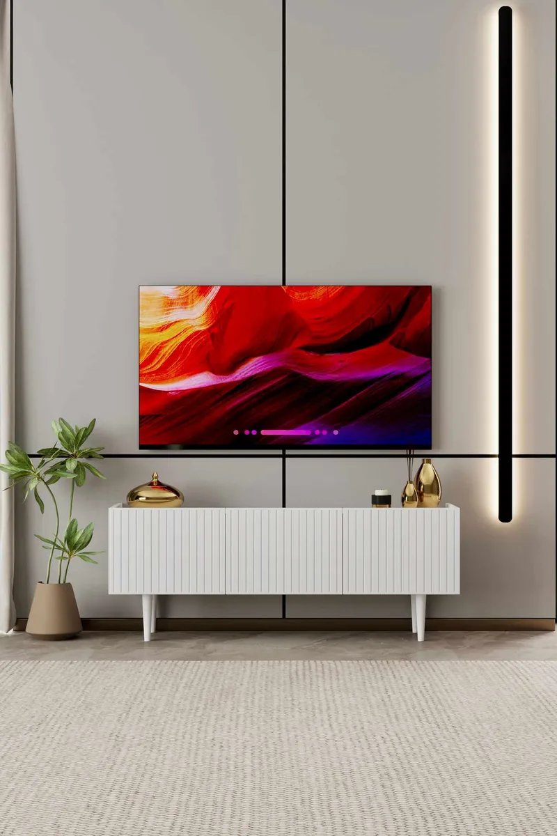 TV-benk Nordure Capella (120 x 50 x 29 cm) Hvit - Hvit - Møbler - Mediamøbel & tv møbel - TV-benk & mediabenk