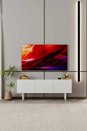 TV-benk Nordure Capella (140 x 50 x 29 cm) Hvit - Hvit - Møbler - Mediamøbel & tv møbel - TV-benk & mediabenk