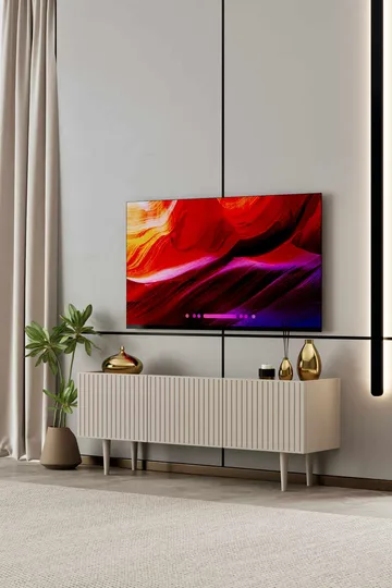 TV-benk Nordure Capella (140 x 50 x 29 cm) Sandstein - Sandstein - Møbler - Mediamøbel & tv møbel - TV-benk & mediabenk
