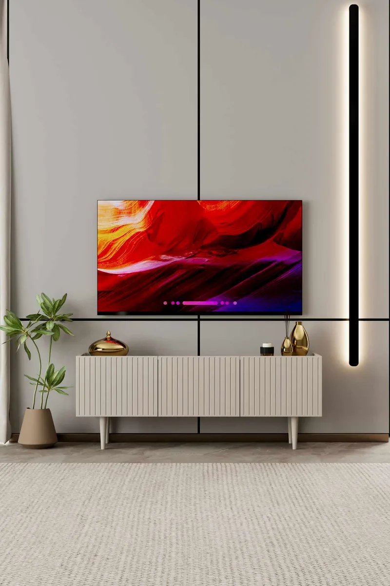 TV-benk Nordure Capella (140 x 50 x 29 cm) Sandstein - Sandstein - Møbler - Mediamøbel & tv møbel - TV-benk & mediabenk