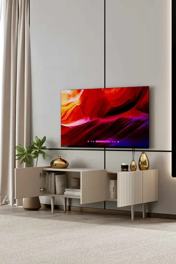 TV-benk Nordure Capella (140 x 50 x 29 cm) Sandstein - Sandstein - Møbler - Mediamøbel & tv møbel - TV-benk & mediabenk