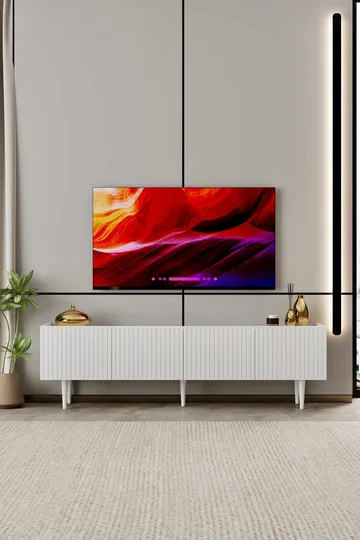 TV-benk Nordure Capella (160 x 50 x 29 cm) Hvit - Hvit - Møbler - Mediamøbel & tv møbel - TV-benk & mediabenk