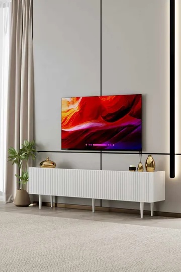 TV-benk Nordure Capella (160 x 50 x 29 cm) Hvit - Hvit - Møbler - Mediamøbel & tv møbel - TV-benk & mediabenk