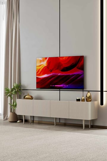 TV-benk Nordure Capella (160 x 50 x 29 cm) Sandstein - Sandstein - Møbler - Mediamøbel & tv møbel - TV-benk & mediabenk