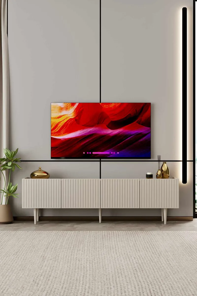 TV-benk Nordure Capella (160 x 50 x 29 cm) Sandstein - Sandstein - Møbler - Mediamøbel & tv møbel - TV-benk & mediabenk