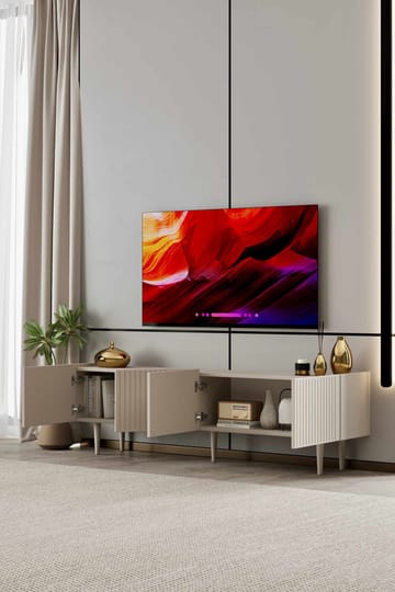 TV-benk Nordure Capella (160 x 50 x 29 cm) Sandstein - Sandstein - Møbler - Mediamøbel & tv møbel - TV-benk & mediabenk