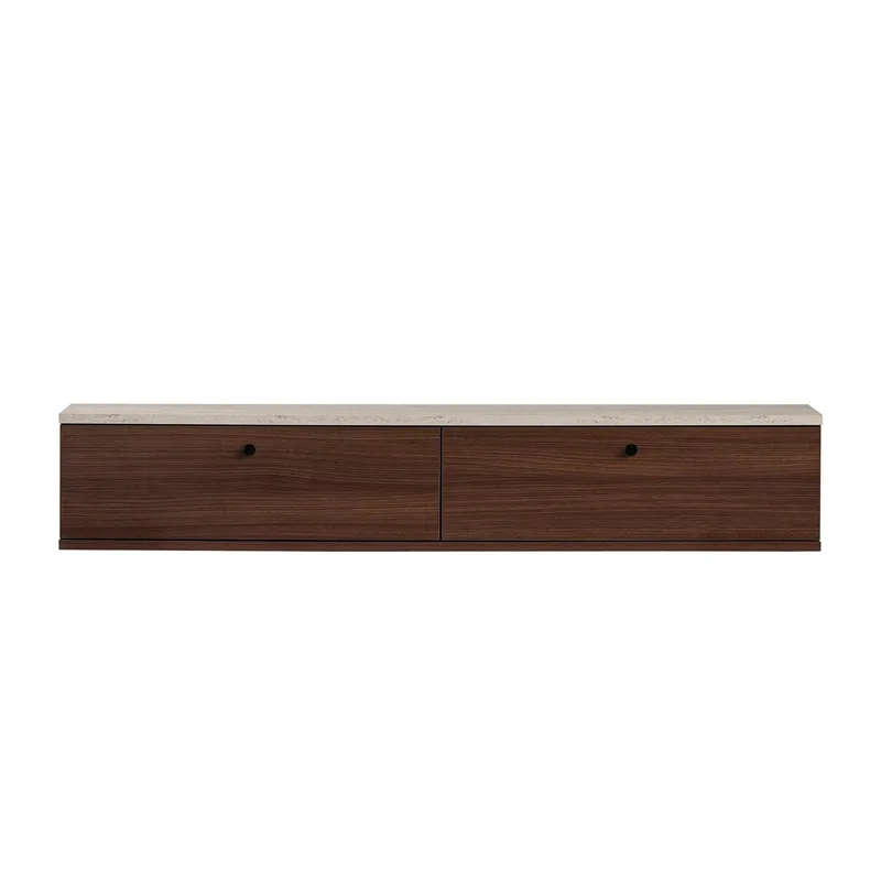 TV-benk Nordure Ligne (140 x 25 x 25 cm) Travertin valnøtt - Travertin og valnøtt - Møbler - Mediamøbel & tv møbel - TV-hylle
