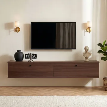 TV-benk Nordure Ligne (140 x 25 x 25 cm) Valnøtt - Valnøtt - Møbler - Mediamøbel & tv møbel - TV-hylle