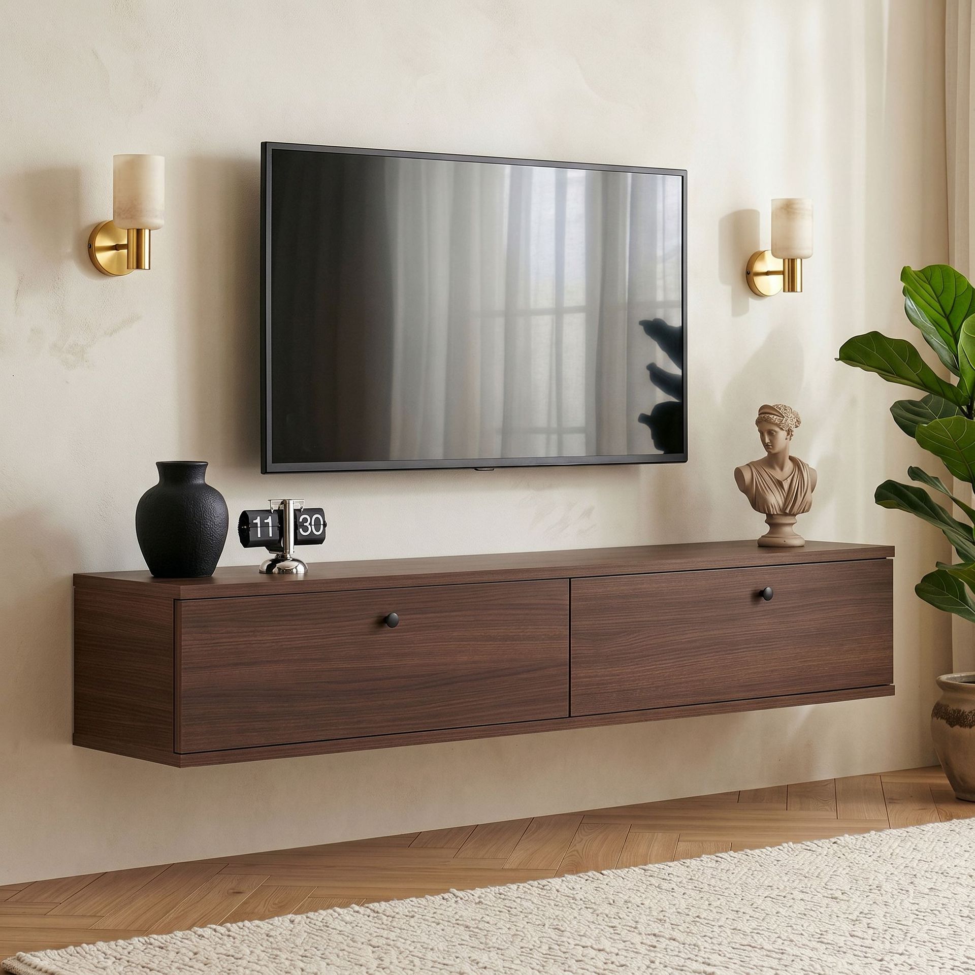 TV-benk Nordure Ligne (140 x 25 x 25 cm) Valnøtt - Valnøtt
