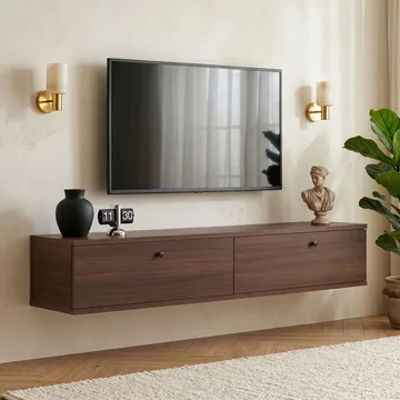 TV-benk Nordure Ligne (140 x 25 x 25 cm) Valnøtt - Valnøtt - Møbler - Mediamøbel & tv møbel - TV-hylle