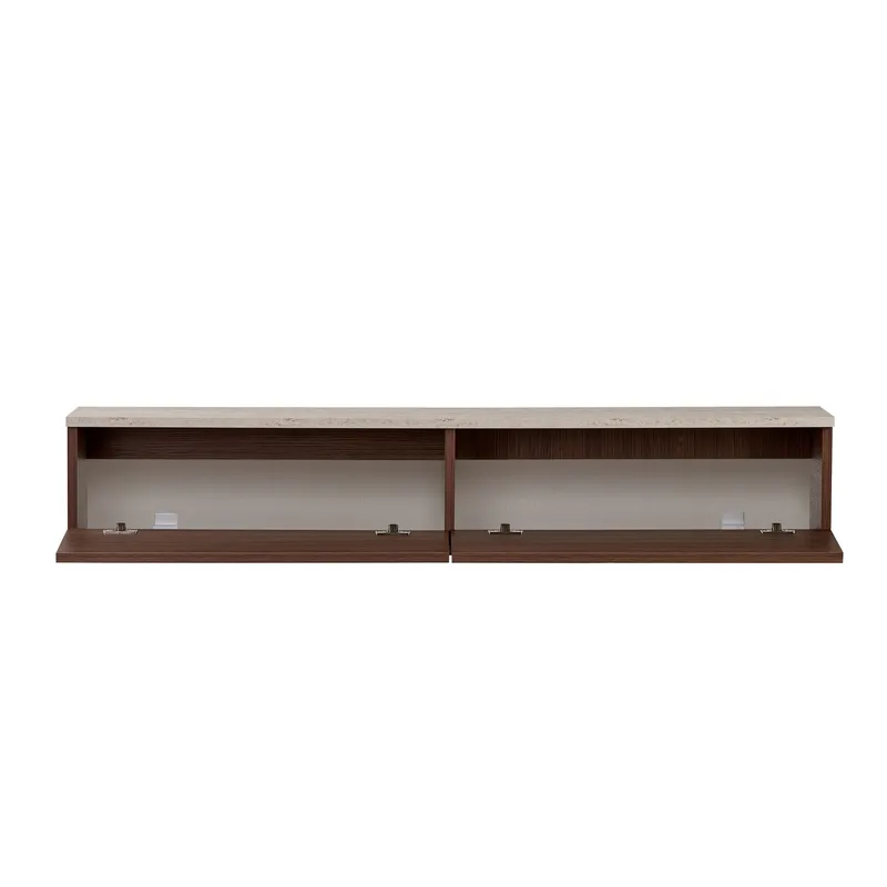TV-benk Nordure Ligne (160 x 25 x 25 cm) Travertin valnøtt - Travertin og valnøtt - Møbler - Mediamøbel & tv møbel - TV-hylle