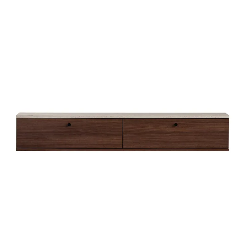 TV-benk Nordure Ligne (160 x 25 x 25 cm) Travertin valnøtt - Travertin og valnøtt - Møbler - Mediamøbel & tv møbel - TV-hylle