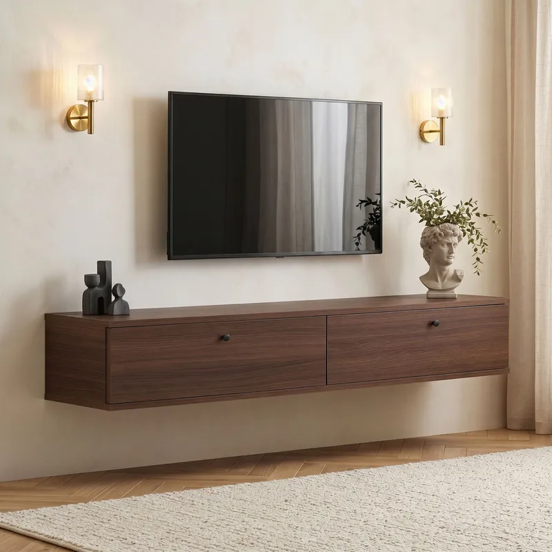 TV-benk Nordure Ligne (160 x 25 x 25 cm) Valnøtt - Valnøtt - Møbler - Mediamøbel & tv møbel - TV-hylle