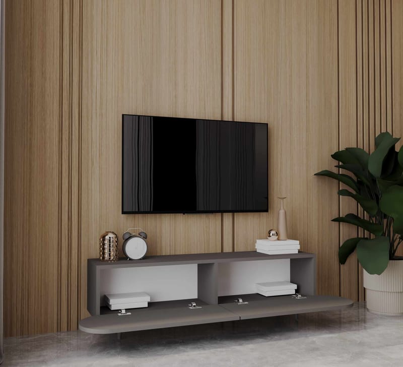 TV-benk Nordure Regulus (140 x 49 x 30 cm) Grå - Grå - Møbler - Mediamøbel & tv møbel - TV-benk & mediabenk