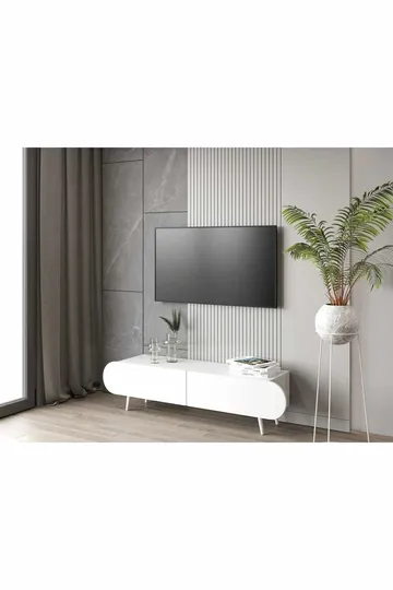 TV-benk Nordure Regulus (160 x 49 x 30 cm) Hvit - Hvit - Møbler - Mediamøbel & tv møbel - TV-benk & mediabenk