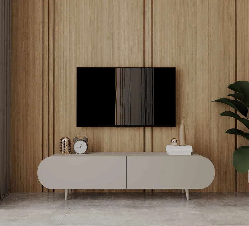TV-benk Nordure Regulus (160 x 49 x 30 cm) Sandstein - Sandstein - Møbler - Mediamøbel & tv møbel - TV-benk & mediabenk