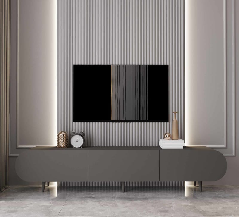 TV-benk Nordure Regulus (180 x 49 x 30 cm) Grå - Grå - Møbler - Mediamøbel & tv møbel - TV-benk & mediabenk