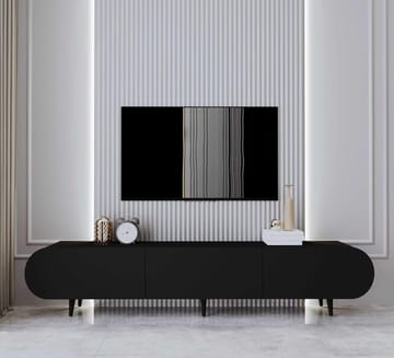 TV-benk Nordure Regulus (180 x 49 x 30 cm) Svart - Svart - Møbler - Mediamøbel & tv møbel - TV-benk & mediabenk