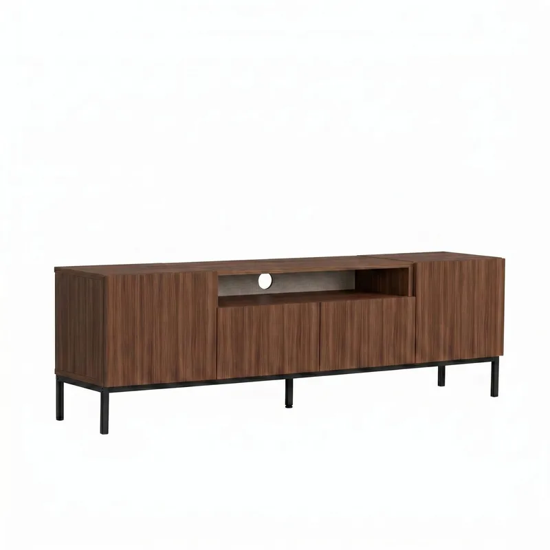 TV-benk Nordure Rivoli (160 x 50 x 35 cm) Milano Valnøtt Svart, Milano valnøtt og svart
