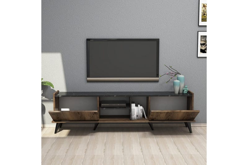 TV-benk og mediabenk Challur TV-benk 180 cm Valnøtt,Svart - Møbler - Mediamøbel & tv møbel - TV-benk & mediabenk