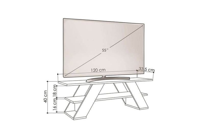 TV-benk og mediabenk Homitis TV-benk Janesh Antracit,Vit - Møbler - Mediamøbel & tv møbel - TV-benk & mediabenk