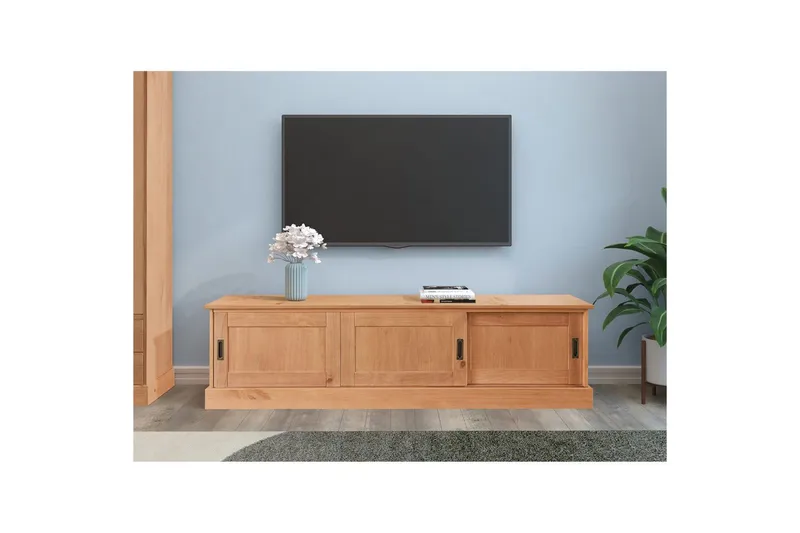 TV-benk og mediabenk Loft24 TV-benk Harry beiset/vokset Brun,Natur - Møbler - Mediamøbel & tv møbel - TV-benk & mediabenk
