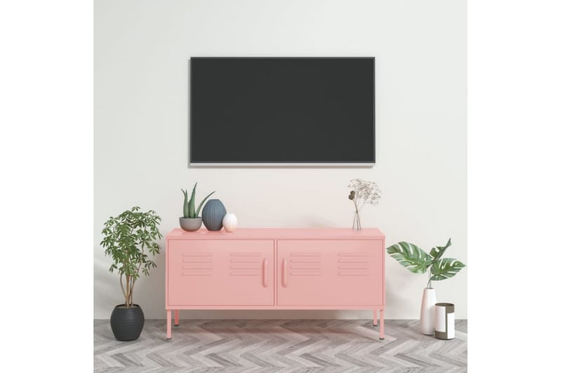 TV-benk rosa 105x35x50 cm stål - Rosa - Møbler - Mediamøbel & tv møbel - TV-benk & mediabenk