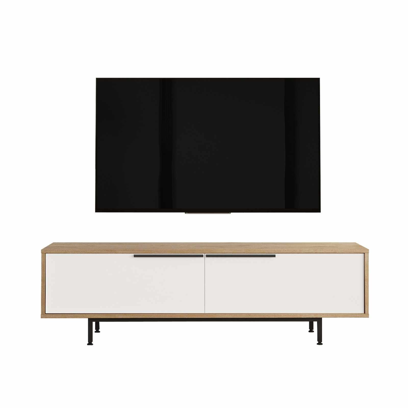 TV-benk Skye Decor Bren (160 x 45,1 x 35,5 cm) naturlig hvit - Naturlig og hvit
