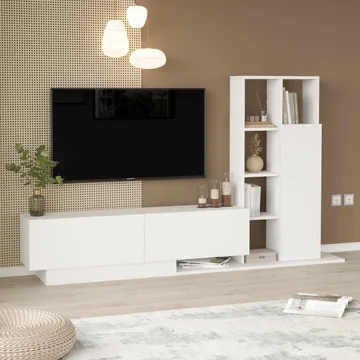 TV-benk Skye Decor Eska (201,2 x 123,6 x 29,5 cm) Hvit - Hvit - Møbler - Mediamøbel & tv møbel - TV-benk & mediabenk